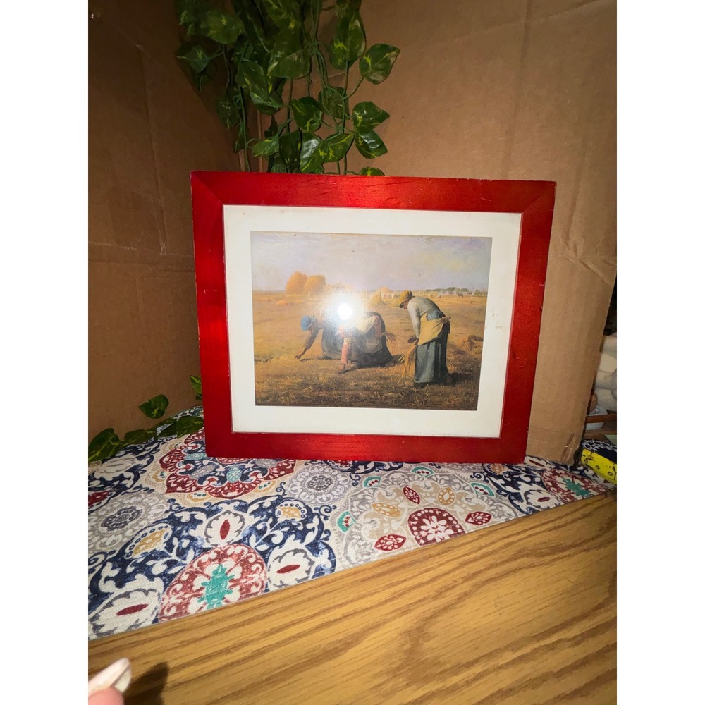 Jean-Francois Millet Des Glaneuses The Gleaners Framed Print Red Wood Frame Art